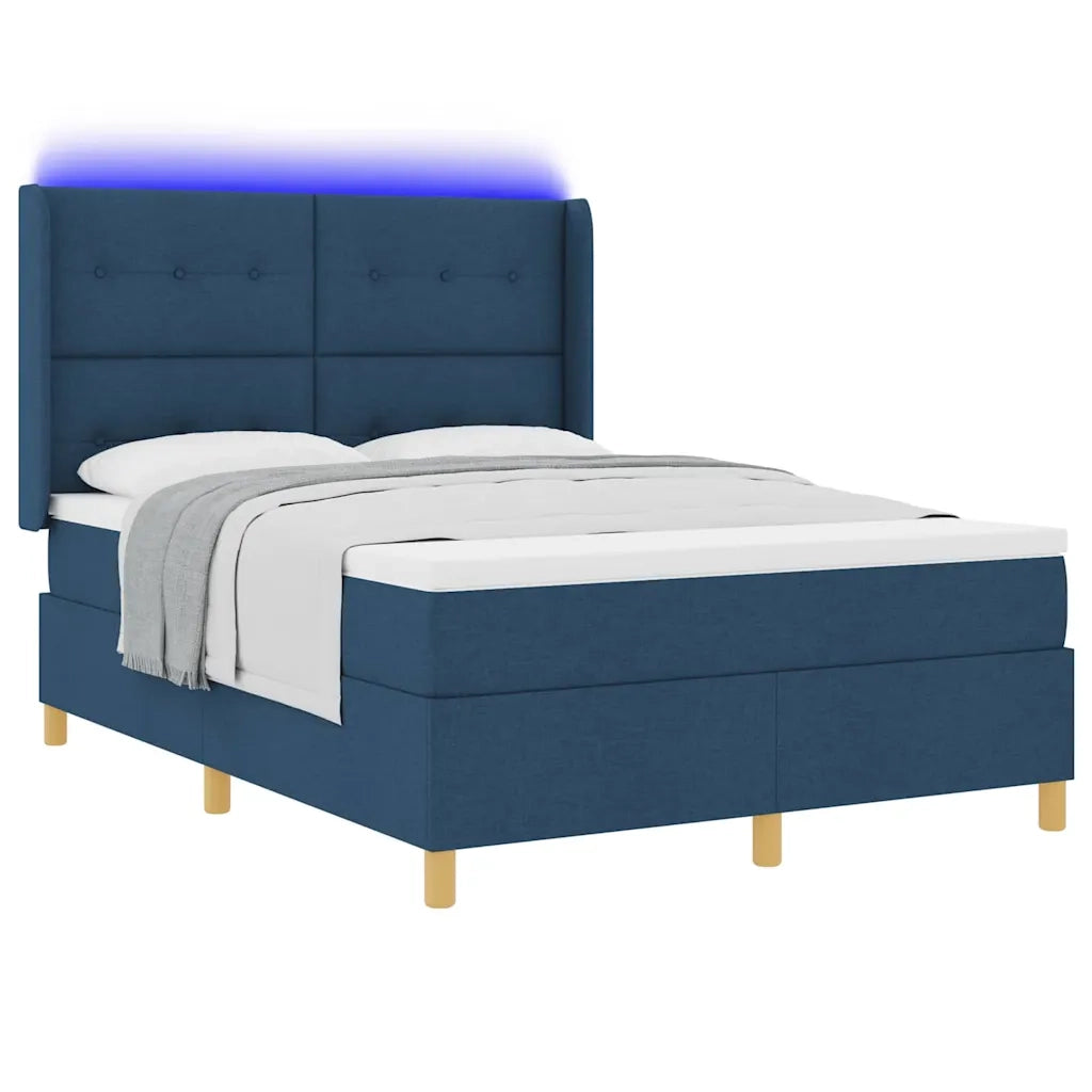 Letto a molle con materasso Blu 140 x 200 cm Tessuto