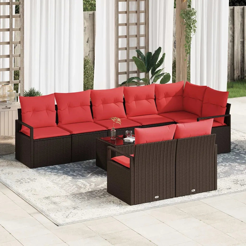 Set di divani 9 pcs Marrone polyrattan 3346444