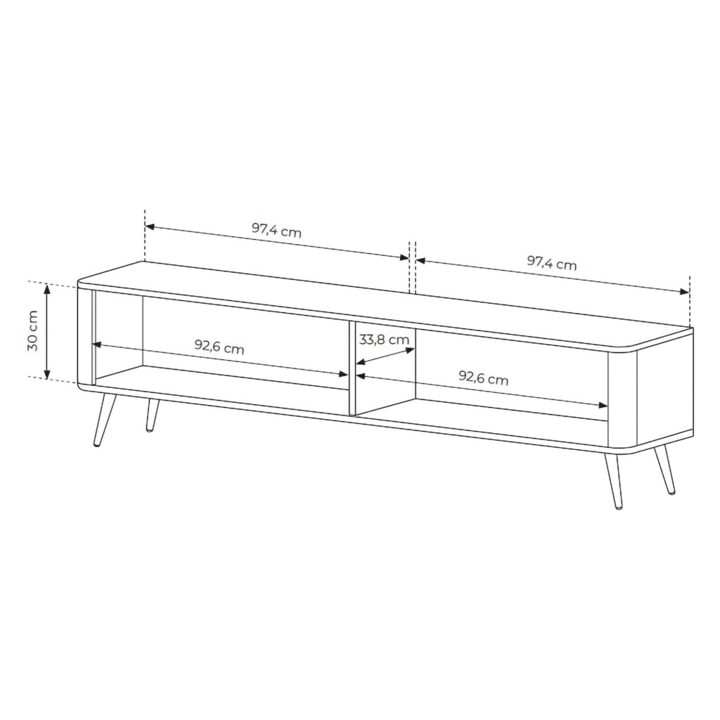 Kalase, Mobile Porta tv 2 Ripiani, 163x38x51h cm Bianco