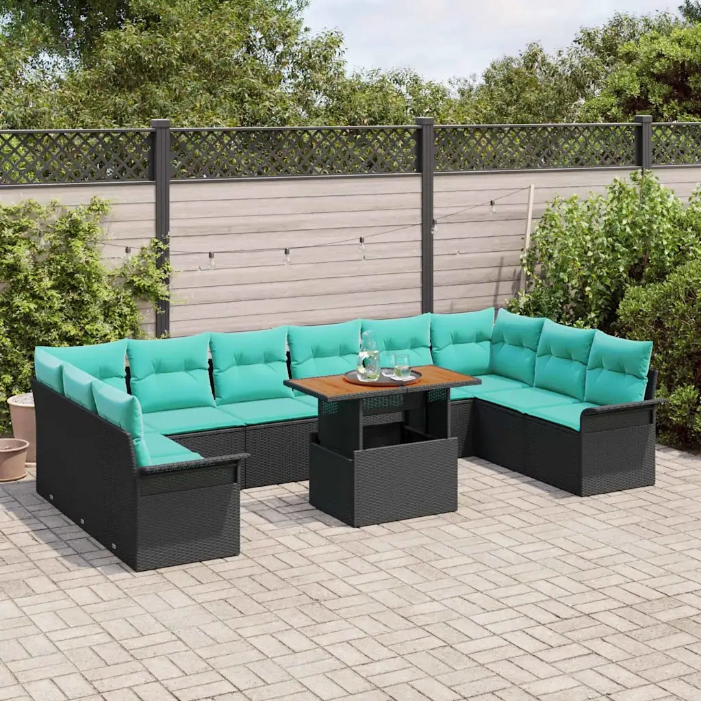 Set Divano da Giardino 11 pcs Nero Poly Rattan 3358125