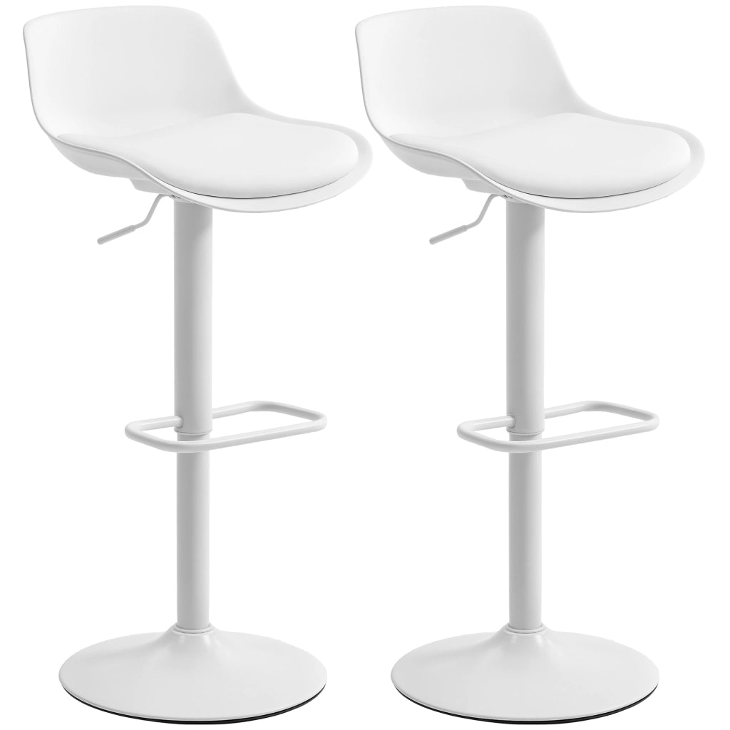 Sgabello da Bar con Schienale e Seduta Girevole ¨C zephmum ¨C Bianco in Pelle PU