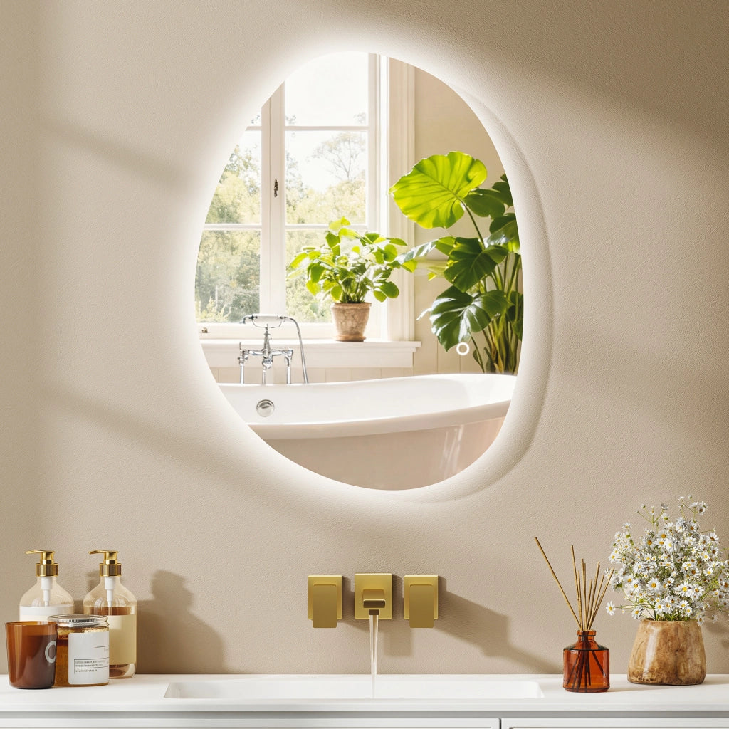 Specchio da Bagno con Luce LED ¨C Minimal ¨C Bianco 70x50 cm
