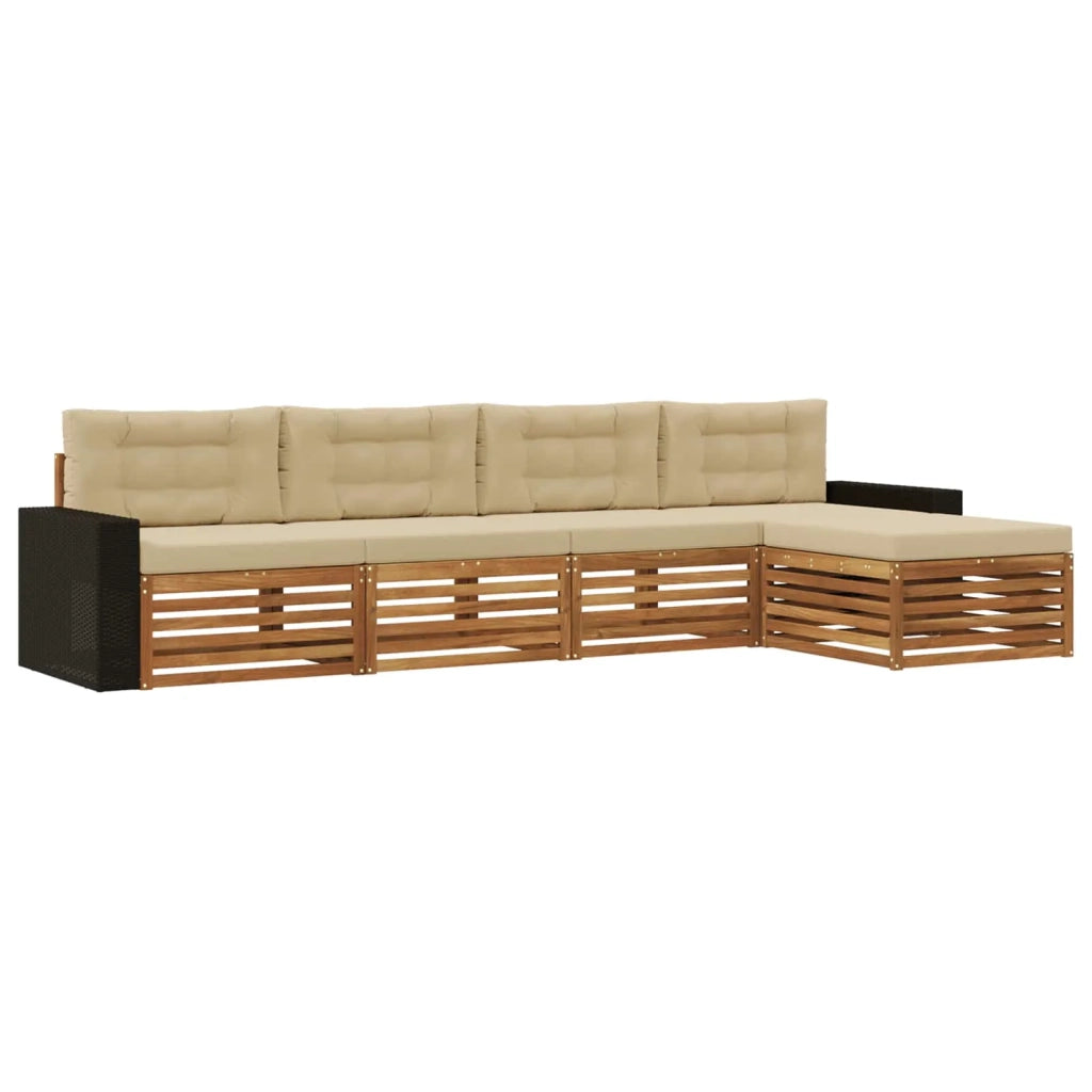 Set di divani da esterno 5 pcs Naturale e Beige Poliestere 3383246