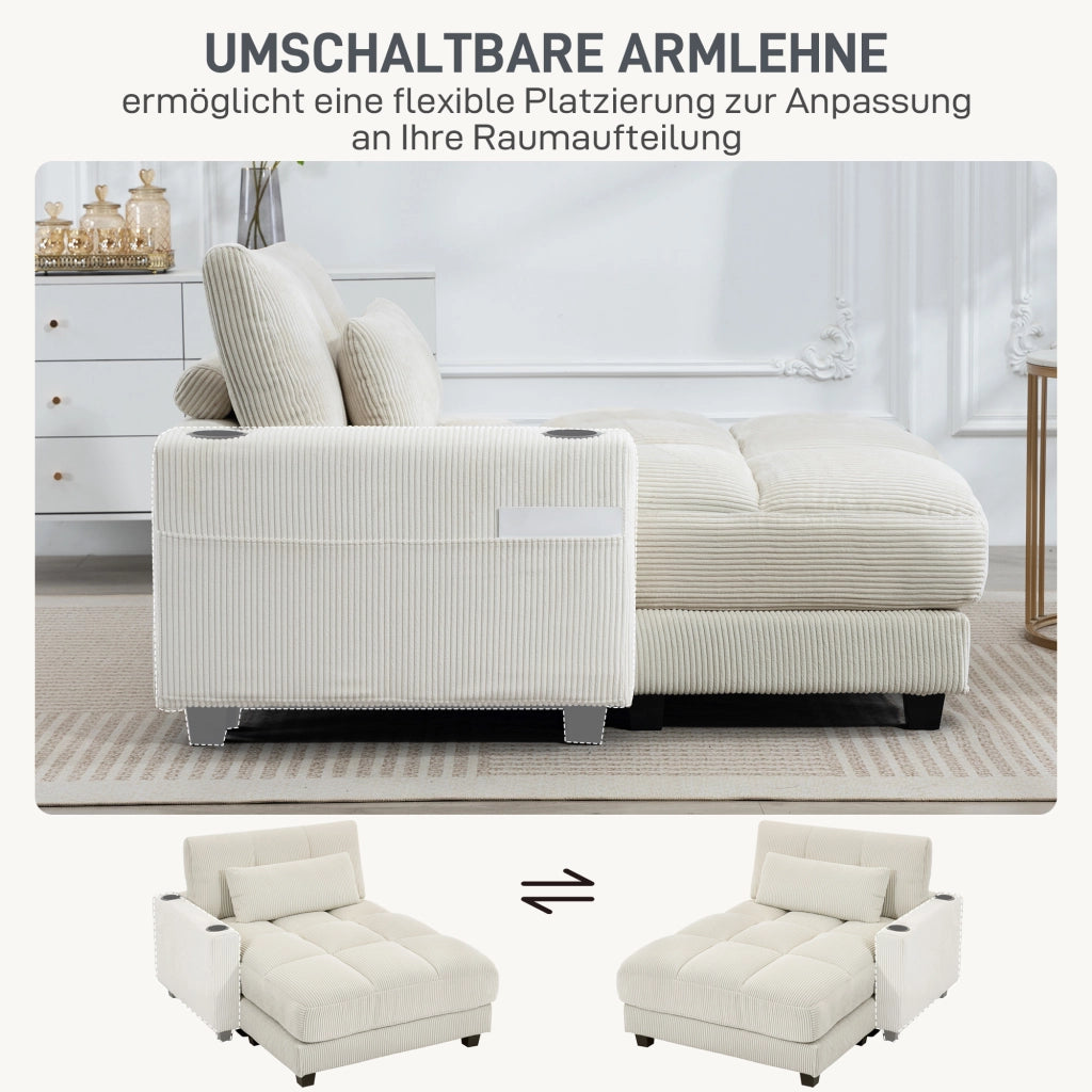 Divano letto con cuscini e portabicchieri - Xylo - crema bianco