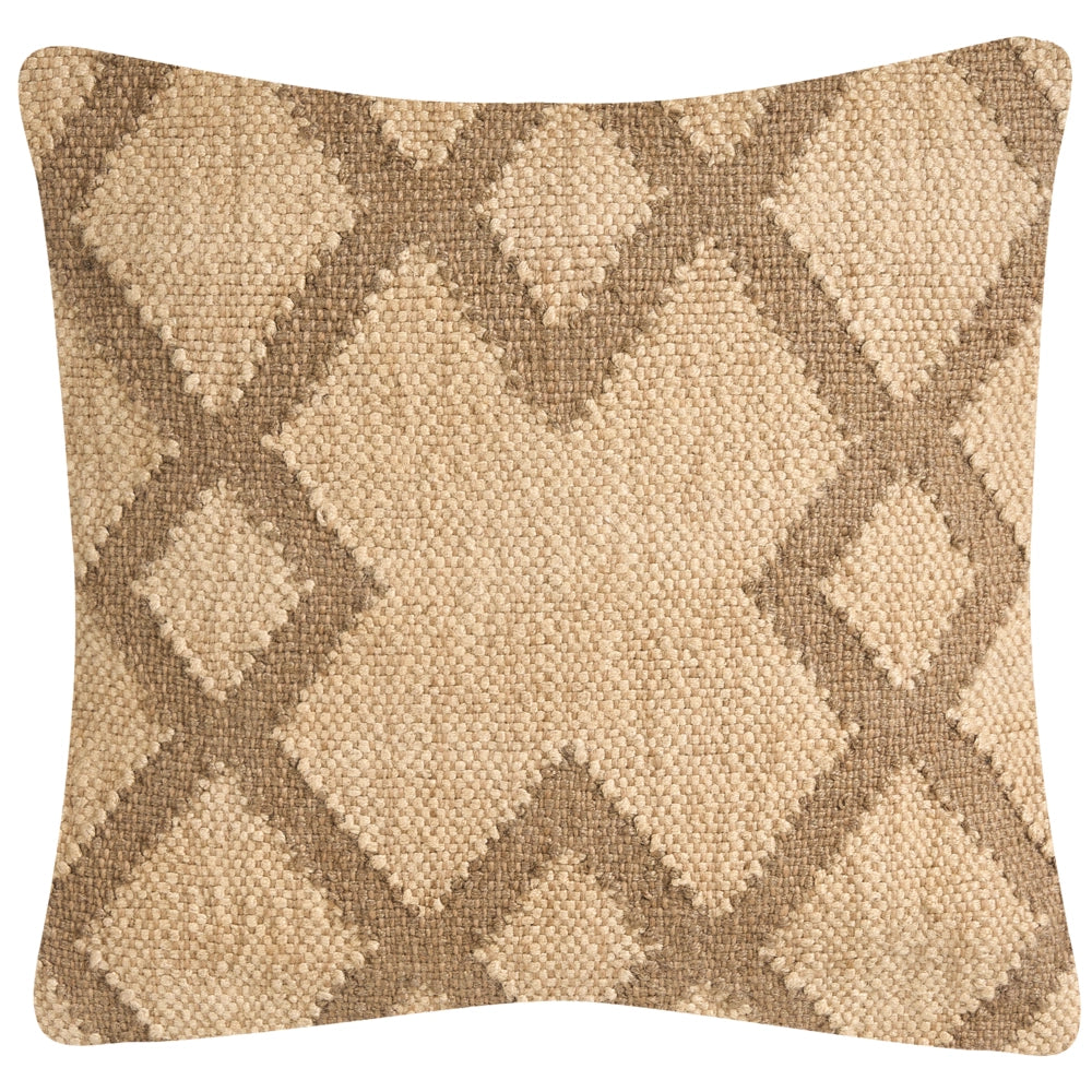Set di 2 cuscini in iuta e lana beige e marrone chiaro motivo geometrico 45 x 45 cm camera da letto soggiorno