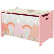 BAULE PORTAGIOCHI PER BAMBINI CON COPERCHIO E CERNIERA DI SICUREZZA IN MDF, 60X37X39CM, ROSA