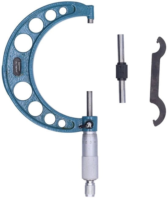 Micrometro per esterni da 75 a 100 mm alta precisione - costruito in acciaio inossidabile - scala chiara - strumento di misura - ampia applicazione - precisione 0,01 mm