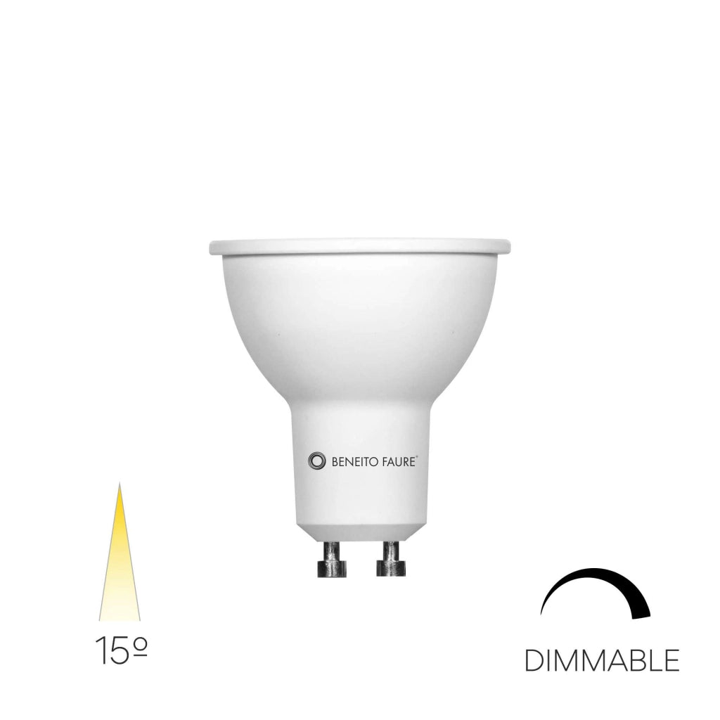 Lampadina LED Dicroica Narrow Dimmable GU10 7W 15º CRI>80 2700K 400lm Triac Dimmable Colore Bianco - Beneito & Faure Retrofit Series