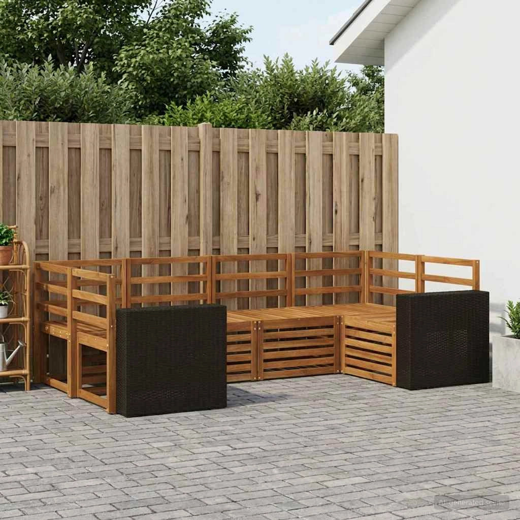 Set di divani da esterno 6 pz Naturale Legno di Acacia Massello 3384780