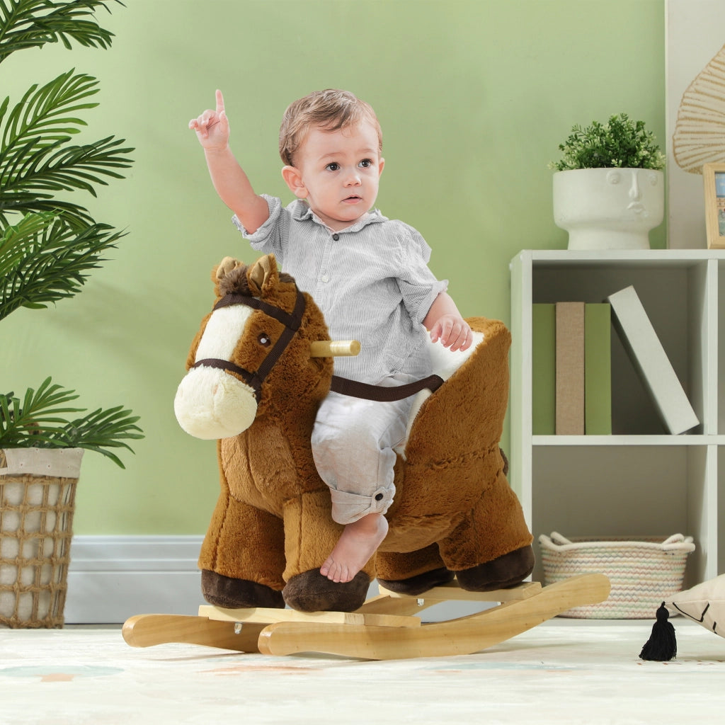 Cavallo a Dondolo per Bambini ¨C Minimal ¨C Legno con Sicurezza e Suono