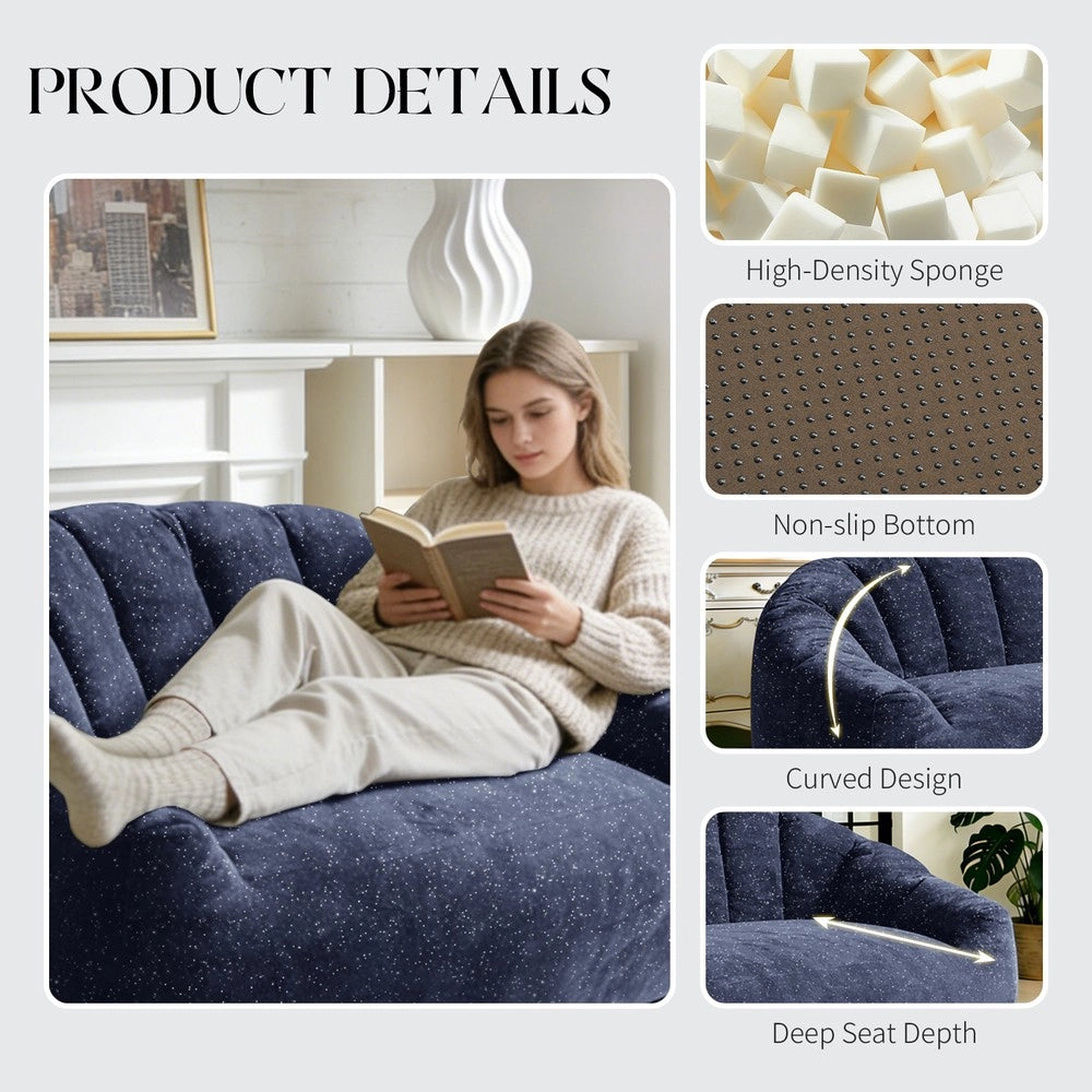 Divano Pouf Bean Bag con Braccioli ¨C MINIMAL ¨C Grigio, Velluto, Oversize