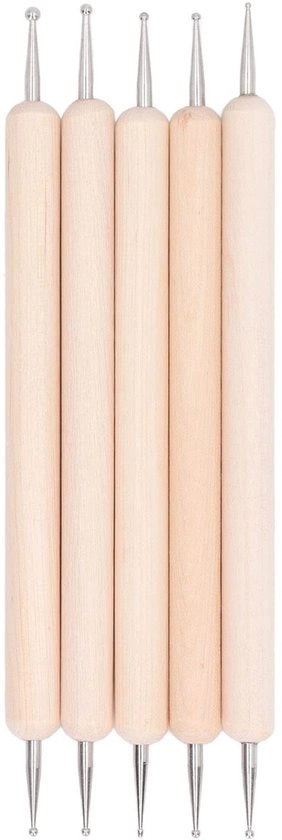 Set di Stilografiche per Incisione - 5 pezzi - Strumenti per Punti - Doppia Testa - Manico in Legno - Manico in Acciaio Inossidabile - Per Ceramica e Scultura - Strumenti per Punti