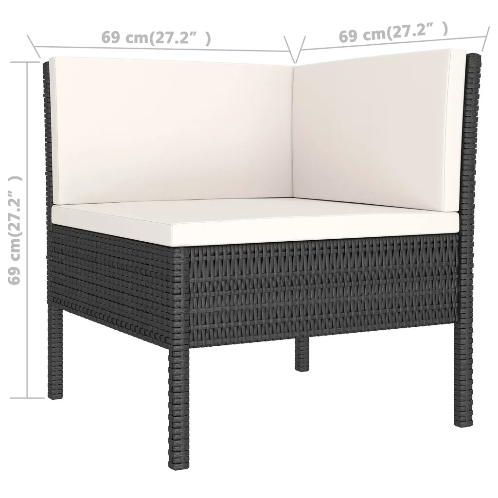 Set Divani da Giardino 11 pz con Cuscini in Polyrattan Nero 3094600