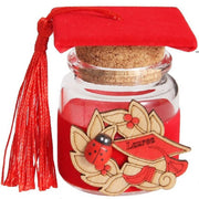 Trade Shop - Bomboniera Portaconfetti Per Festa Di Laurea Con Tocco Rosso In Vetro E Sughero -