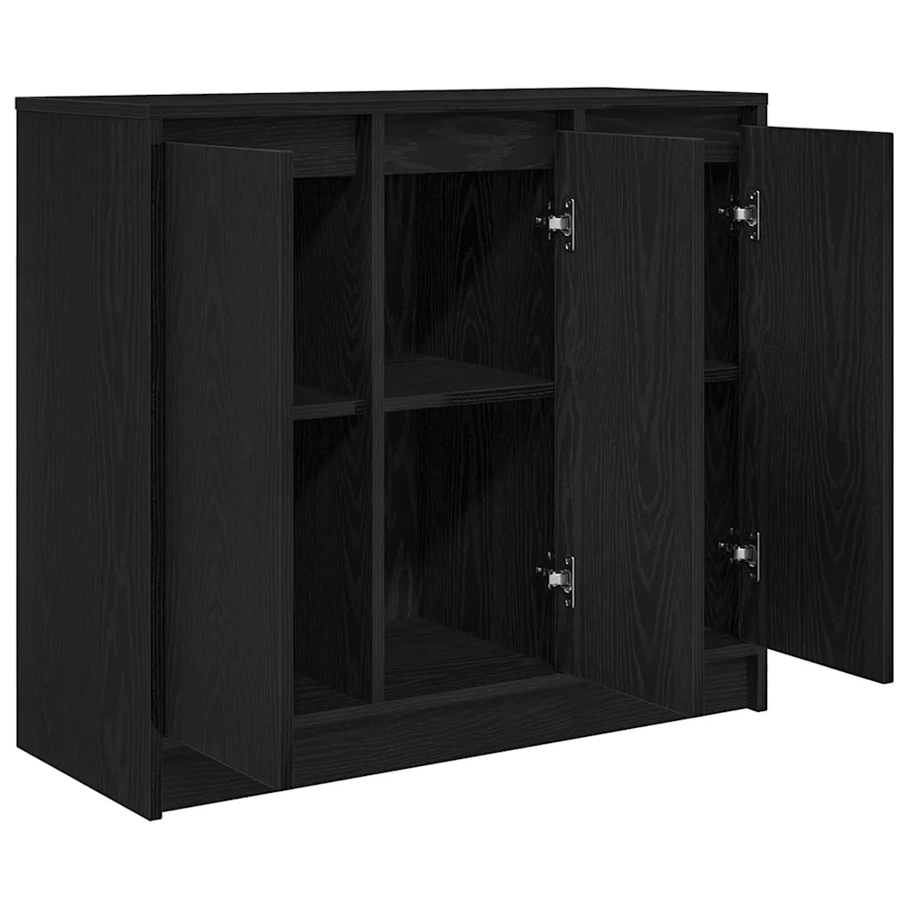 Credenza | Madia | Buffet da pranzo | Armadio da pranzo Rovere Nero 85x34x76 cm in Legno Multistrato