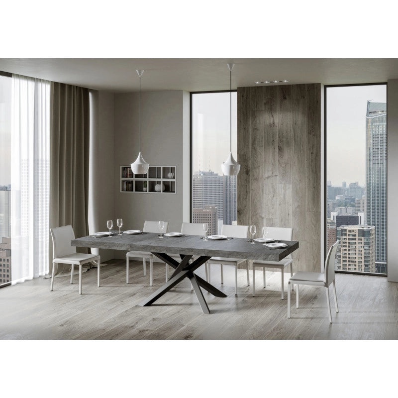 Tavolo allungabile 200/304x90 cm Volantis Premium telaio Antracite - Cemento