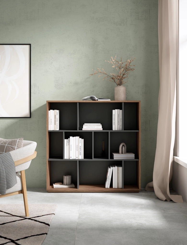 Libreria Herdasa effetto noce e grafite 117x119x32