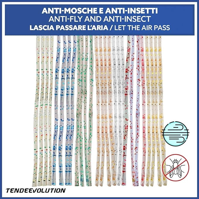 Tenda Antimosche Modello GLIT in PVC, Plastica Rosso | Largh. 1,40m x Alt. 2,40m | Protezione Insetti, Porta, Esterno, Interno