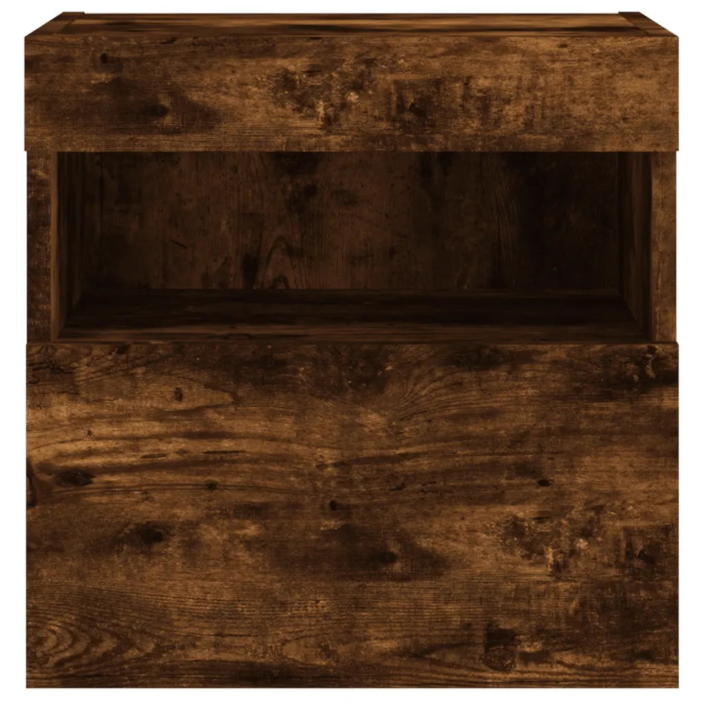 Mobili TV a Parete con Luci LED 2pz | Armadietto TV | Mobile Porta TV Rovere Fumo 40x30x40 cm