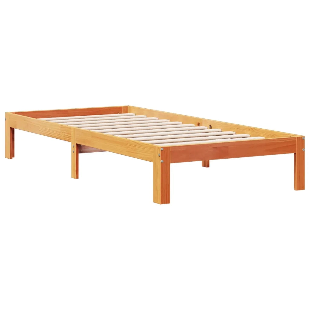 Letto Libreria senza Materasso Marrone Cera 75x190 cm in Pino 3322611