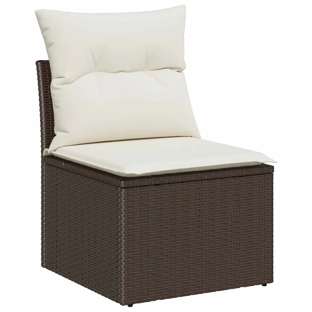 Set Divano da Giardino con cuscino 5 pcs Marrone polyrattan 3345358