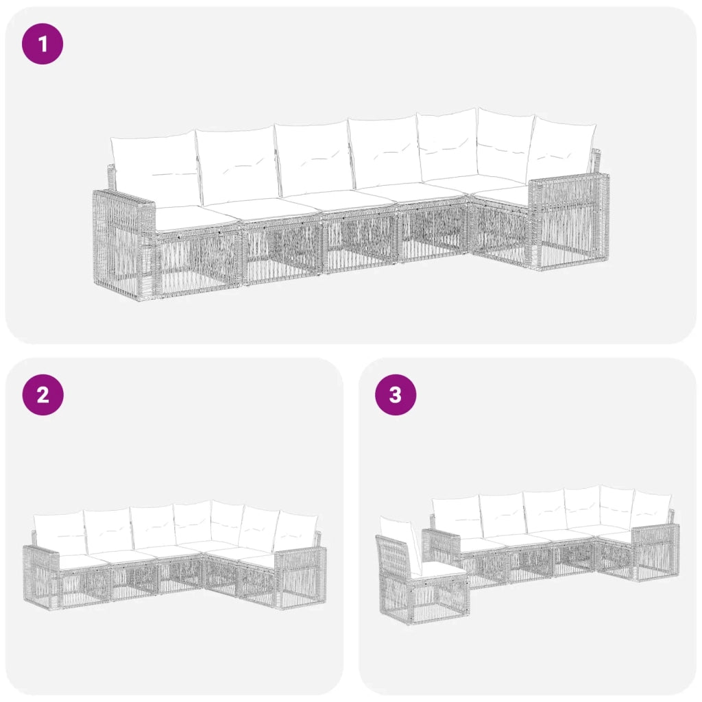 Set Divano da Giardino 6 pz Grigio e Grigio Scuro polyrattan 3435128