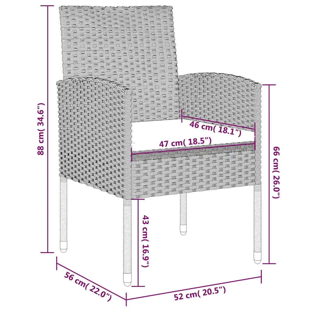 Set da Pranzo da Giardino 5 pz Nero 3099614