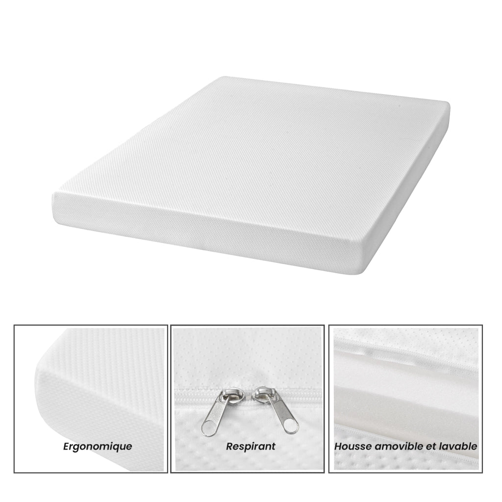 OKWISH Materasso in schiuma fredda 140×200 cm, Materasso Matrimoniale con Fodera Antiscivolo, Maniglie e Rigidità H3, senza Materasso, Bianco