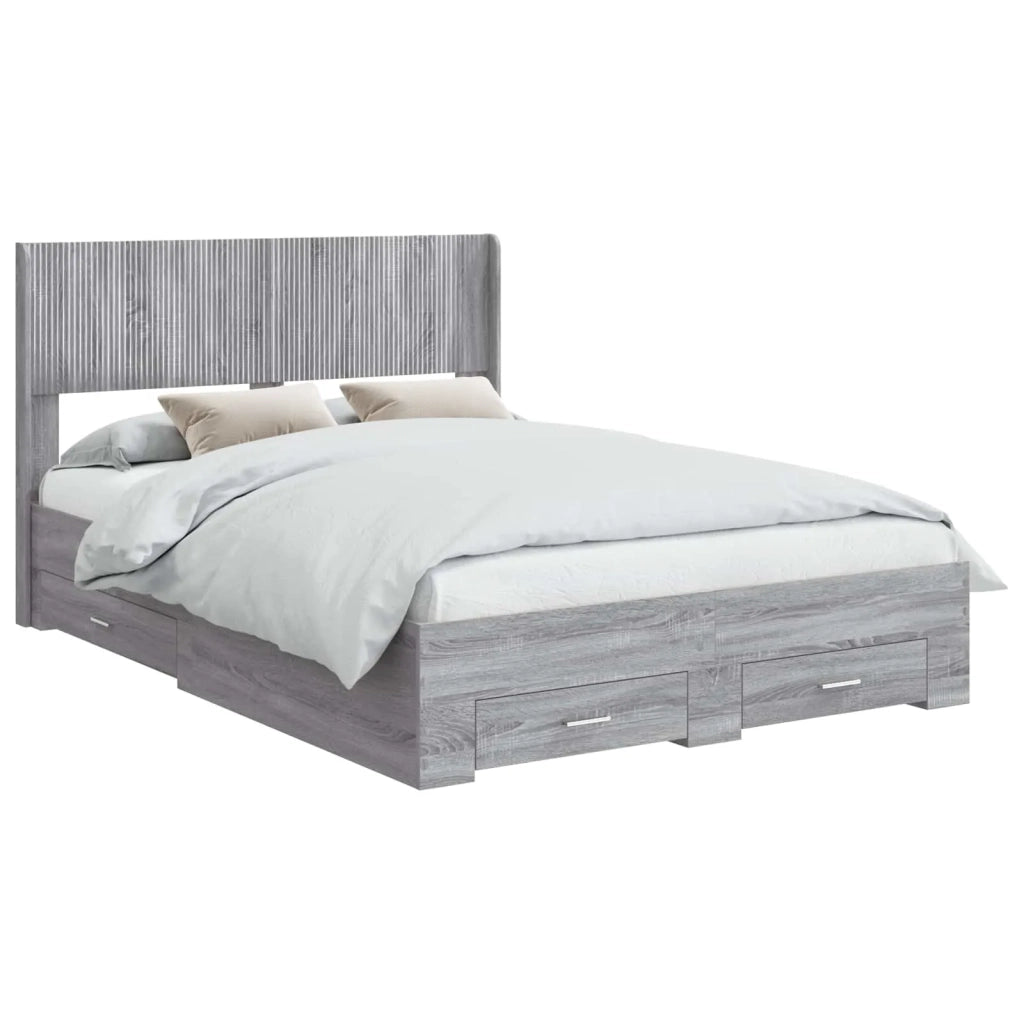 Struttura del letto con stoccaggio e testata Sonoma grigio 3414496