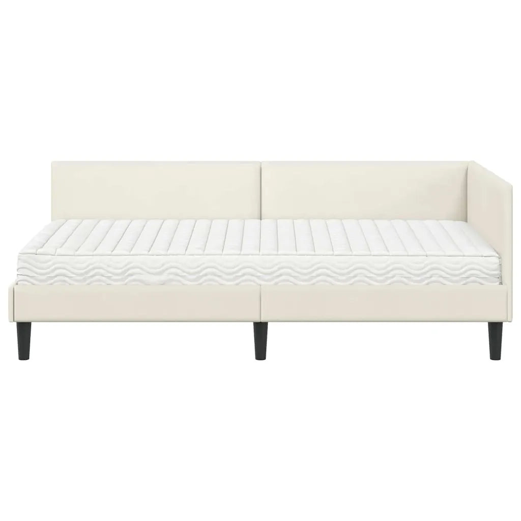 Struttura Letto Angolare con Materasso 2 pcs Crema Velluto 3393775