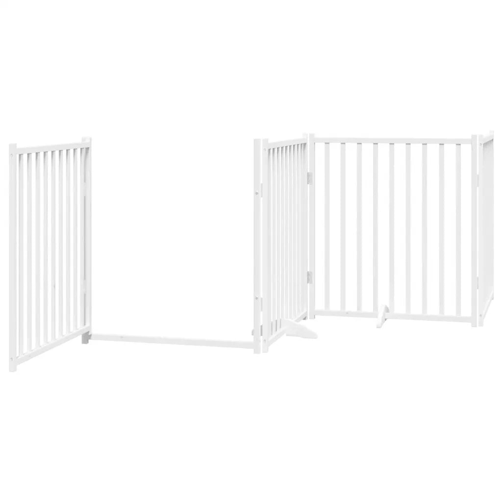 Cancello Cani Porta Pieghevole Bianco 12 Pannelli 640 cm Pioppo 3155734