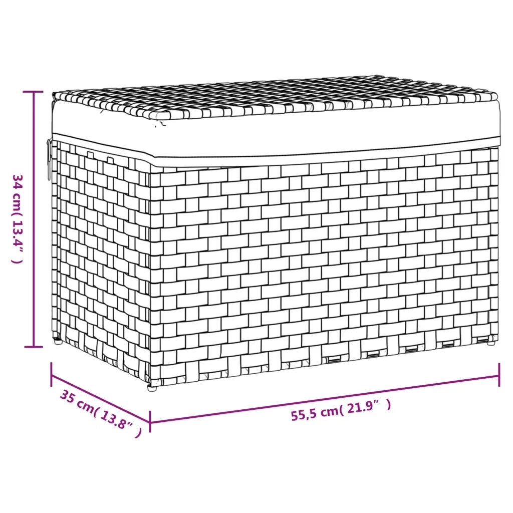 Cesto Portabiancheria Coperchio Bianco 55,5x35x34 cm Polyrattan CFW4981984