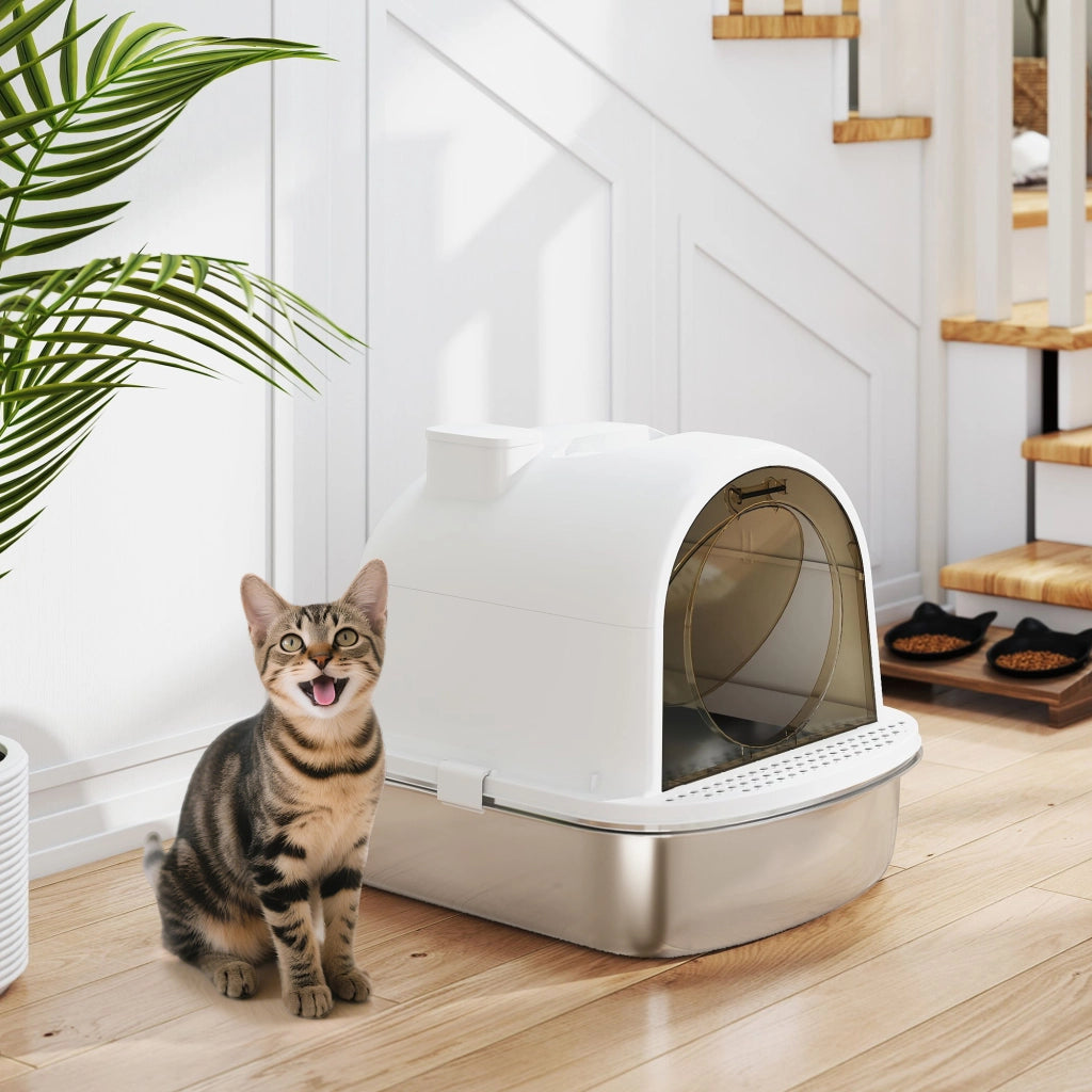 Casetta igienica per gatti chiusa ¨C zephmum ¨C 52.4x41.3x39.9 cm bianco