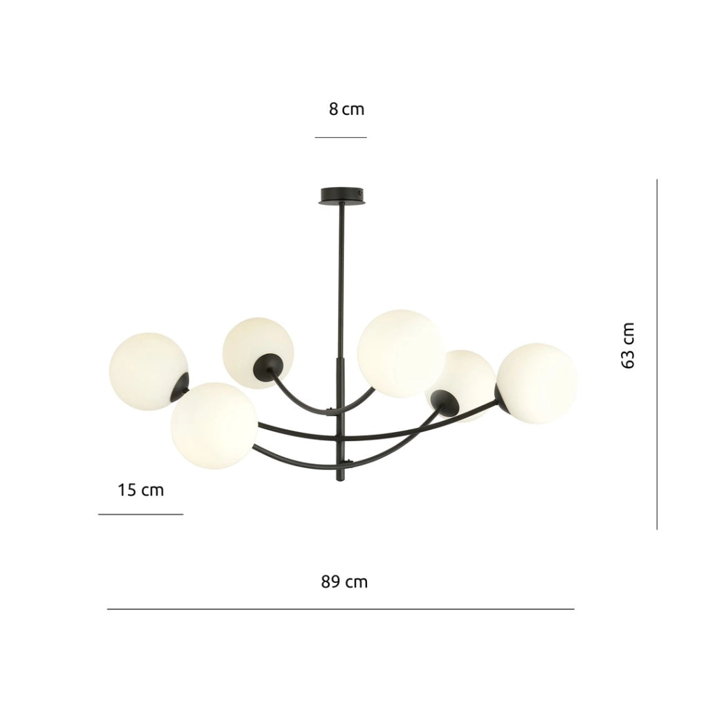 Lampadario Emibig Hunter 6 nero/opalino 6xE14 1102/6