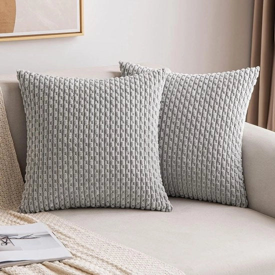 Copricuscino in Felpa - Decorativo e Moderno - Soffice per Sala da Pranzo e Camera da Letto - Set da 2 - 40 x 40 cm - Grigio Chiaro .