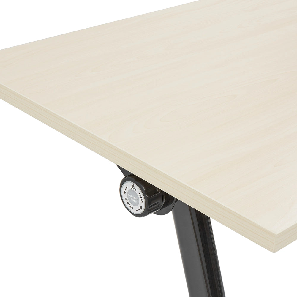Scrivania rettangolare pieghevole con rotelle portatile con struttura in metallo marrone chiaro e nero 160 x 60 stile moderno