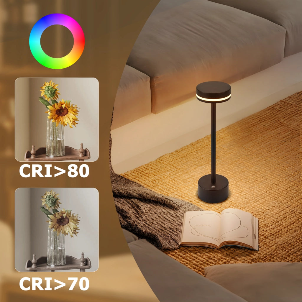 ZMH Lampada da tavolo LED nera H32cm per comodino camera letto