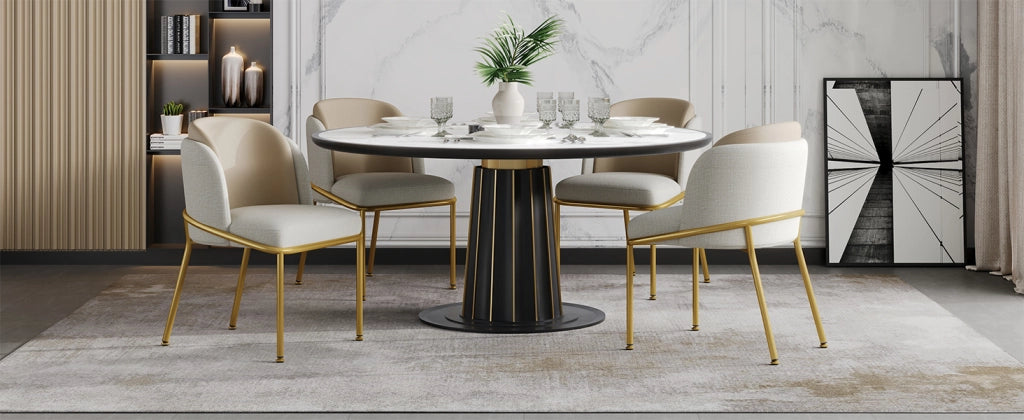 SEDIA da pranzo set da 4 pezzi beige con piedini regolabili