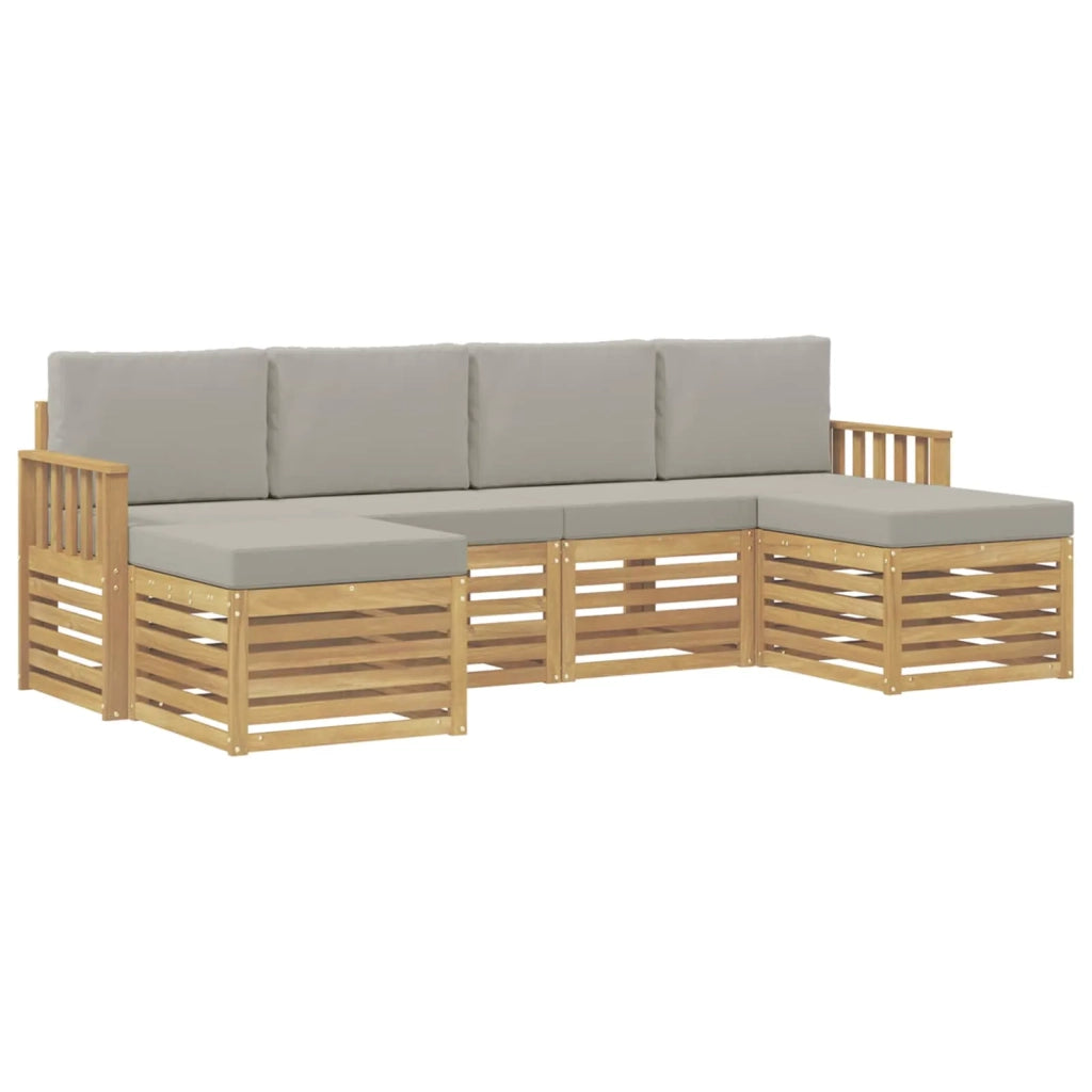 Set di divani da esterno 5 pcs Bianco e Grigio Chiaro 3392266