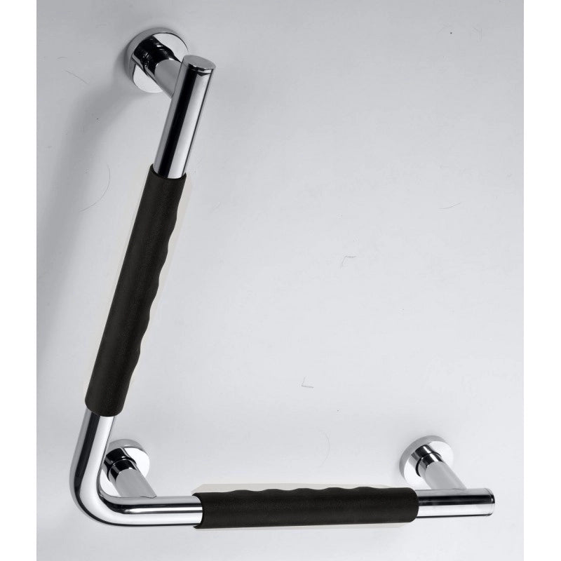 Maniglione ad Angolo Dritto OMEGA in Acciaio Inox e Caucciù Nero 42x8x42 cm