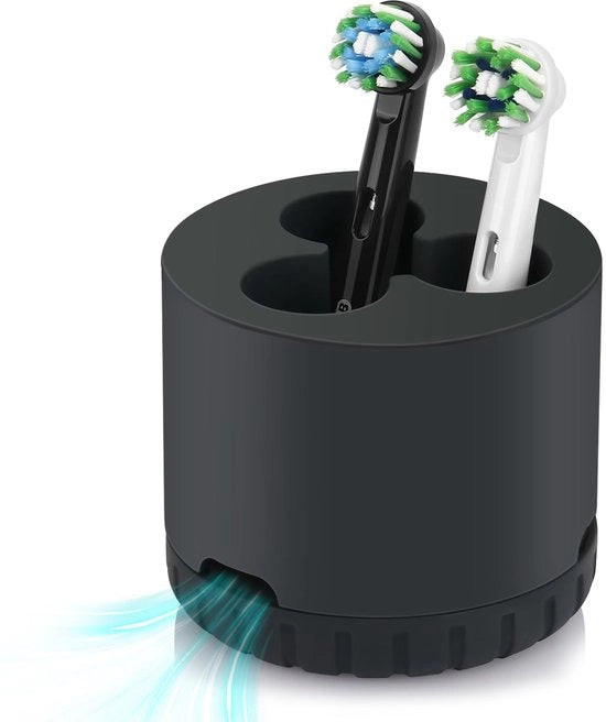 Sostegno per Spazzola da Dentifricio a Batteria a Forma Rotonda in Silicone Sicuro per l'Alimentazione per 3 Spazzole da Dentifricio, Sostegno per Spazzola da Dentifricio Removibile in Nero per Tutte le Spazzole da Dentifricio Standard (Rotonda)
