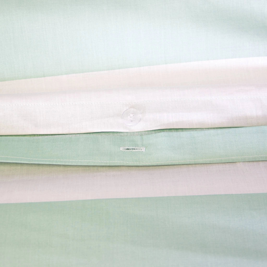 Set biancheria da letto in cotone a righe bianco e verde, 2 posti
