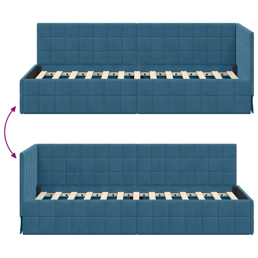 Cornice del letto ad angolo Blu 80 cm x 200 cm Velluto 42016367