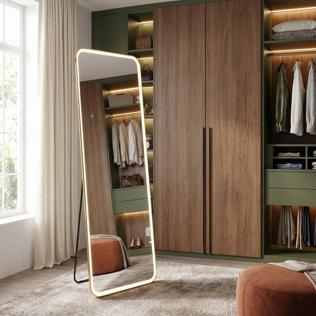 Specchio Led Classico 50x160cm Brush Gold