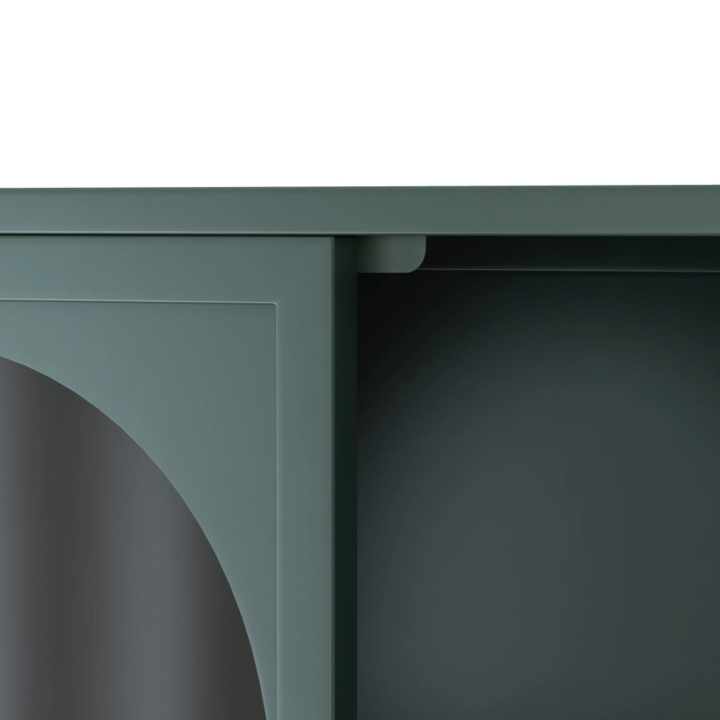 Pensile a 4 ante in vetro e metallo, stile industriale, per cucina e soggiorno, verde scuro, 120 × 23 × 70 cm