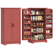 Credenza Cucina 5 Ripiani ¨C Xylo ¨C Porte Regolabili 60x40x120cm Effetto Legno Rosso