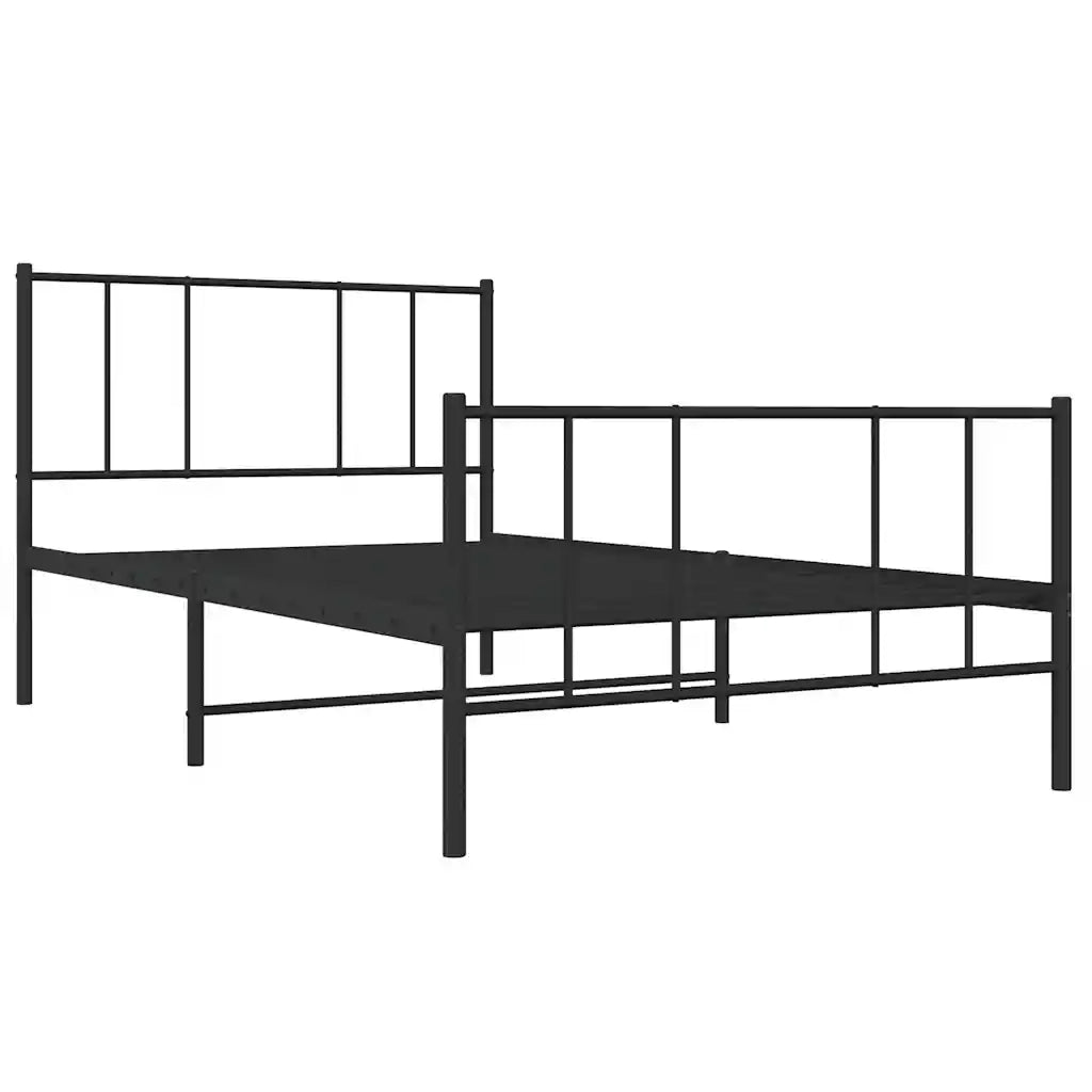 Giroletto con Testiera e Pediera-Struttura Letto Metallo Nero 90x190 cm 255004