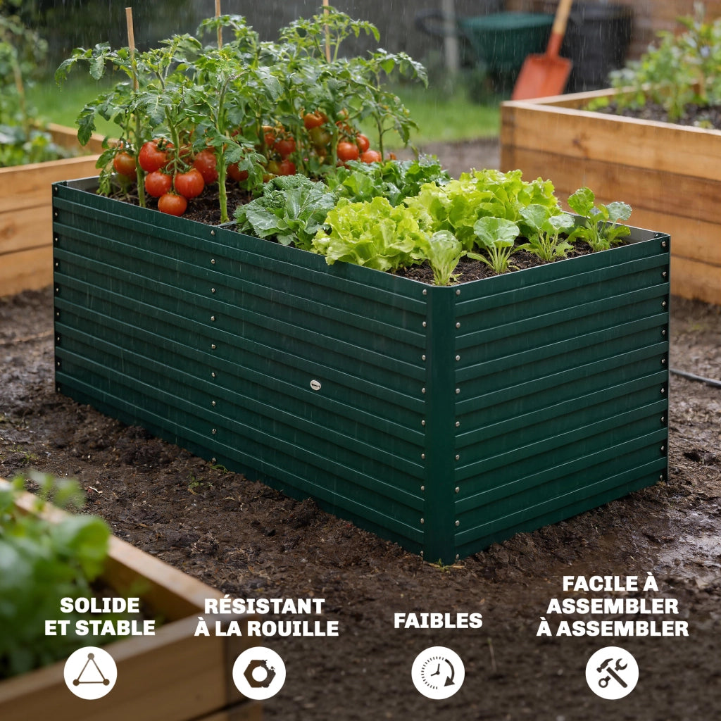 Fioriera Rialzata Rettangolare per Esterno ¨C Minimal ¨C Verde 160x80x60 cm