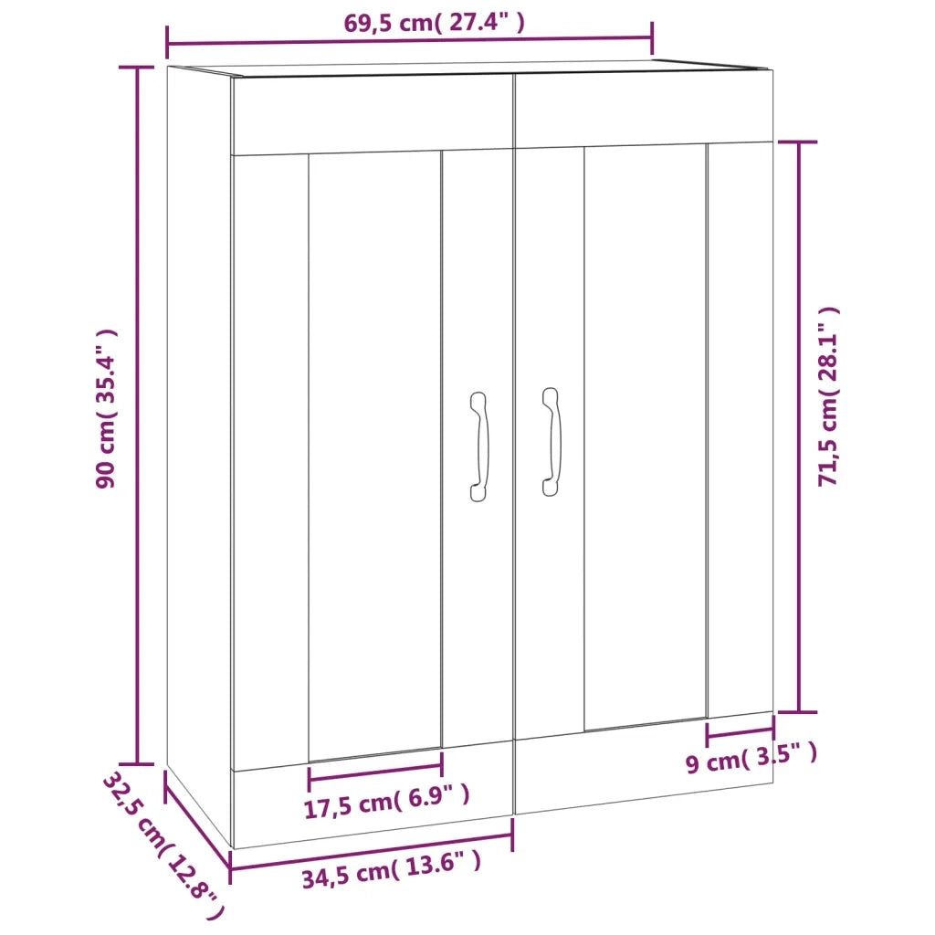 Armadietto Pensile a Parete Bianco 69,5x32,5x90 cm CFW5083115