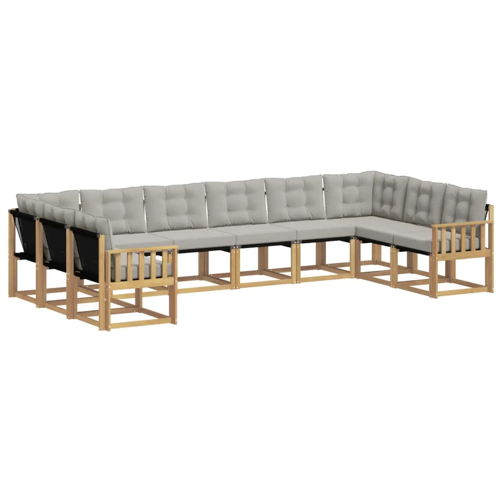 Set di divani da esterno 10 pz Bianco e Grigio Chiaro 3389905